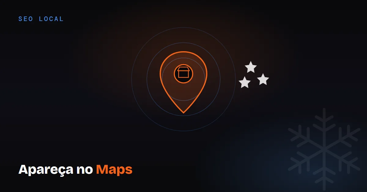 Ilustração de um pino de localização com anéis concêntricos de relevância e pequenas estrelas de avaliação ao redor
